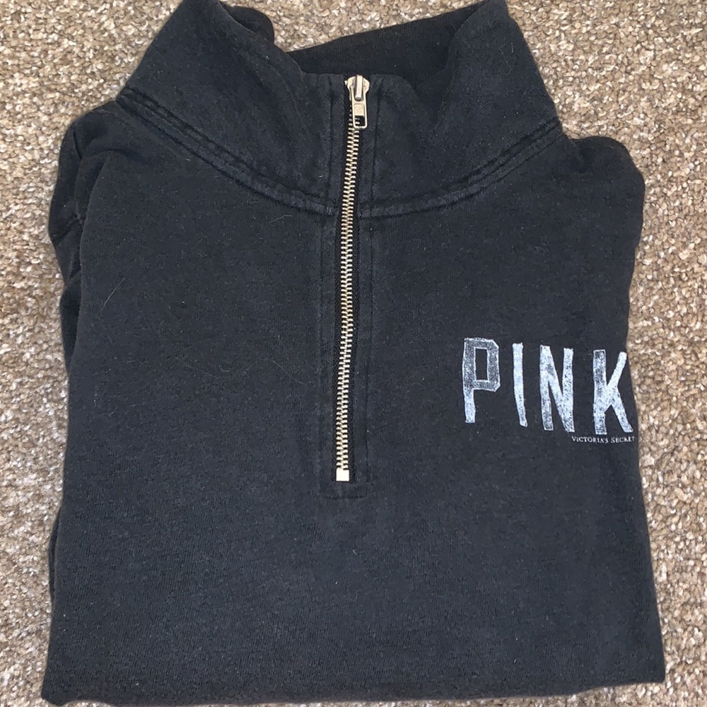 Pink Victoria’s Secret black quarter zip